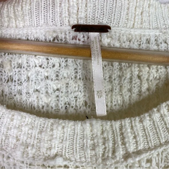 Free People Ivory Textured Wool Blend Knit Pullover Sweater - Picture 4 of 8